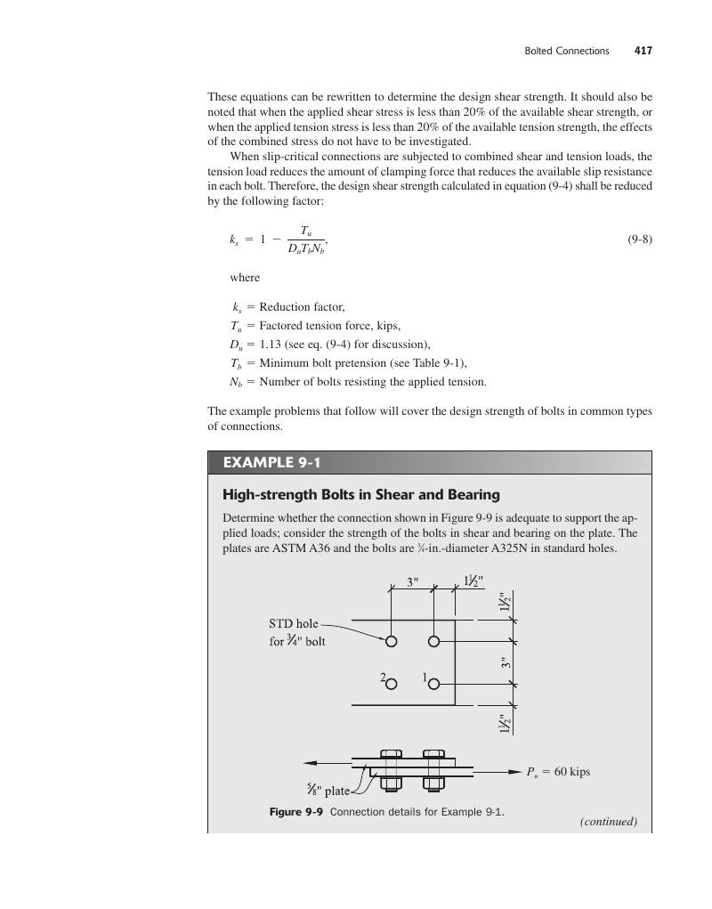 Textbook page 434 — Shear capacity of A325-N bolt