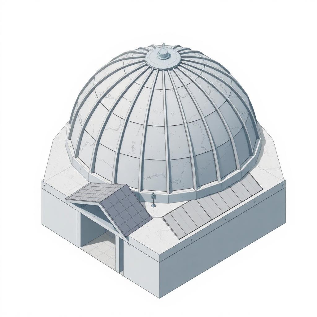 Thin concrete shell dome and folded plate roof