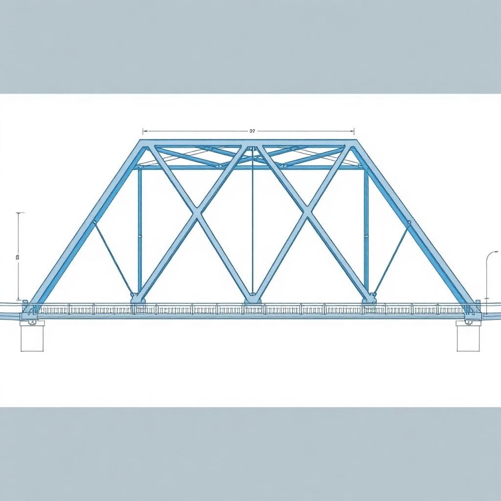 Pratt truss bridge with triangulated members