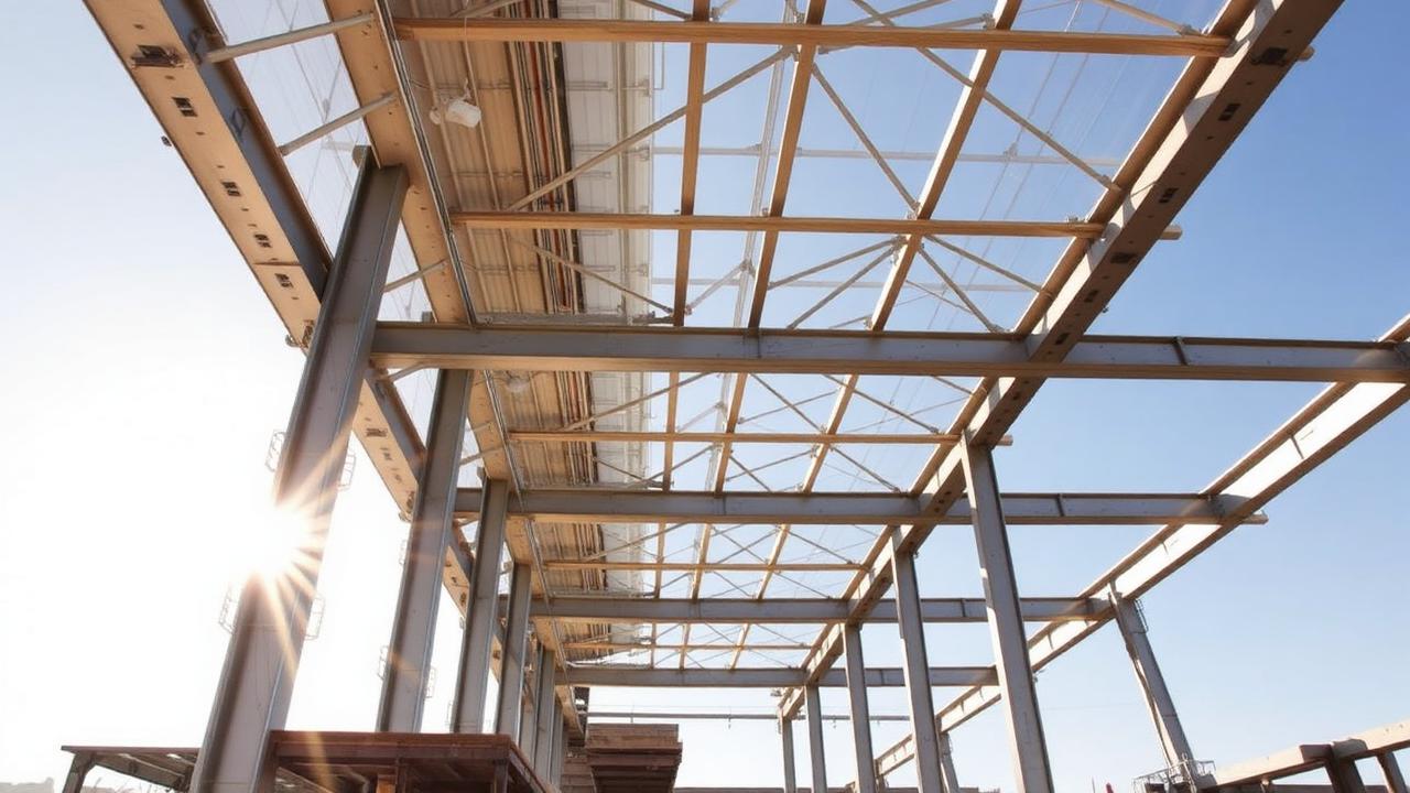 Efficient lightweight steel frame under construction